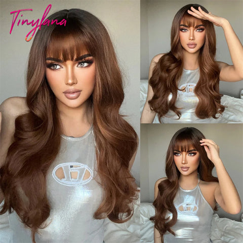Light Pink Long Wavy Cosplay Synthetic Hair Wig with Bangs - Perfect for Halloween and Daily Wear