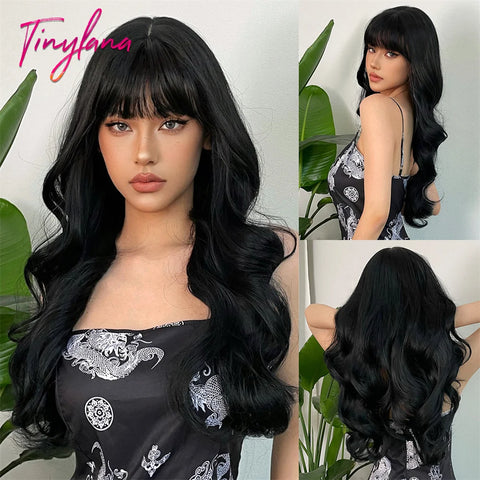 Light Pink Long Wavy Cosplay Synthetic Hair Wig with Bangs - Perfect for Halloween and Daily Wear