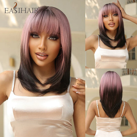 DropShipping EASIHAIR Long Blonde Ombre Synthetic Wigs for Women - Wavy High Density Cosplay Wig