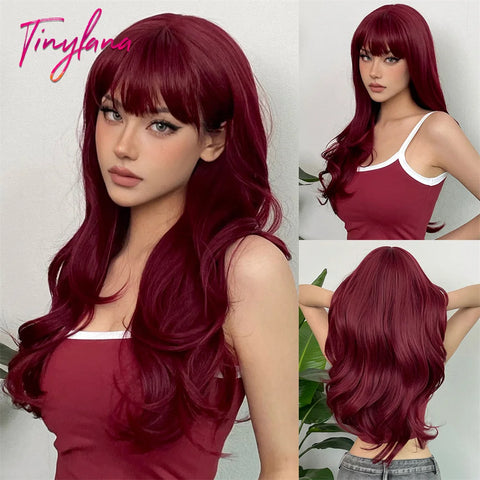 Light Pink Long Wavy Cosplay Synthetic Hair Wig with Bangs - Perfect for Halloween and Daily Wear