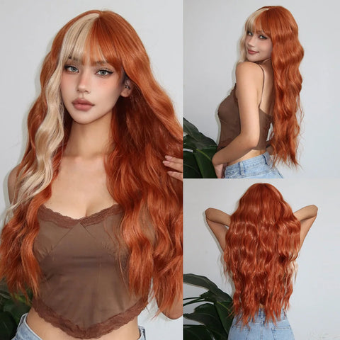 Light Green Long Wavy Synthetic Wig with Bangs - Blackish Green Cosplay Wig for Women, Ideal for Halloween