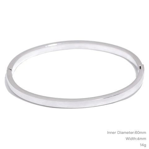 Yhpup 60mm Waterproof 316L Stainless Steel Round Smooth Bracelet Bangle - Minimalist 18k Gold Charm Jewelry for Women