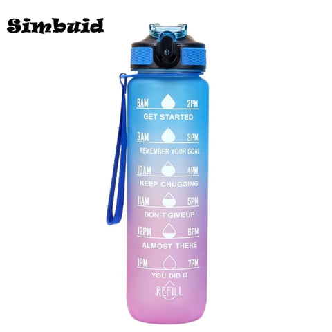 Gradient Color Sports Bottle with Time Scale – 600ML/750ML/1000ML Portable Fitness Mug