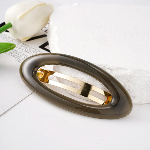 Korean Big Spring Hair Claw Clips - Stylish Metal Jelly Ponytail Holders
