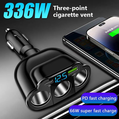 SEAMETAL 5-Port Car Charger - 336W Cigarette Lighter Adapter