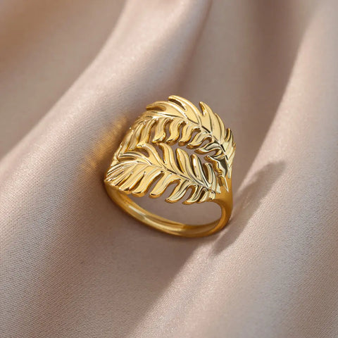 Irregular Hollow Opening Rings for Women - Gold Stainless Steel Geometric Fashion Jewelry