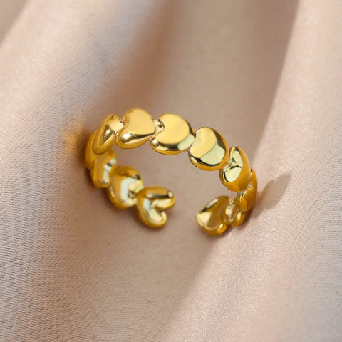 Irregular Hollow Opening Rings for Women - Gold Stainless Steel Geometric Fashion Jewelry