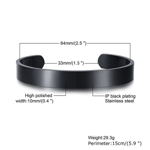 Stylish 3-10MM Cuff Bracelets for Men & Women - Gold, Silver, Black Stainless Steel Bangles