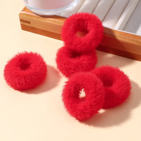 5Pcs/lot New Elastic Hair Band Hair Tie for Girls - Plush Color Matching Hair Rope for Everyday Use