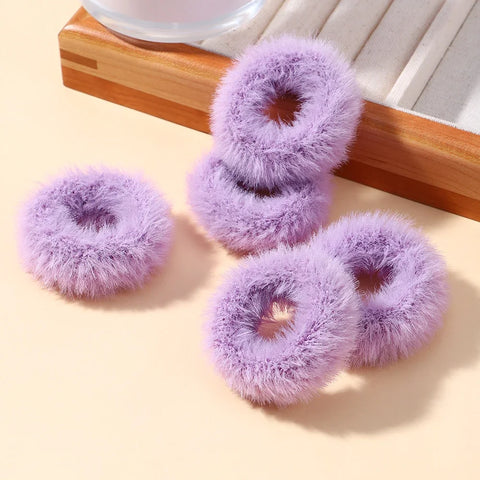 5Pcs/lot New Elastic Hair Band Hair Tie for Girls - Plush Color Matching Hair Rope for Everyday Use