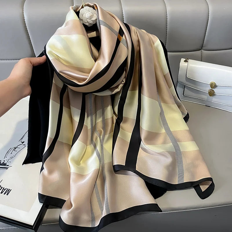 Satin Silk Shawl Hijab Scarf for Women - Summer Beach Wrap