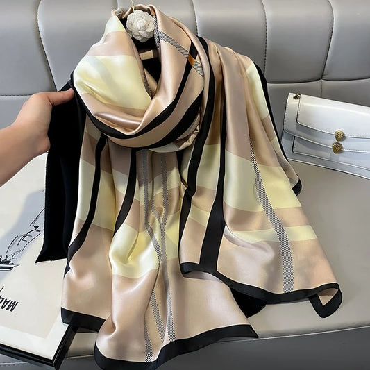 Satin Silk Shawl Hijab Scarf for Women - Summer Beach Wrap
