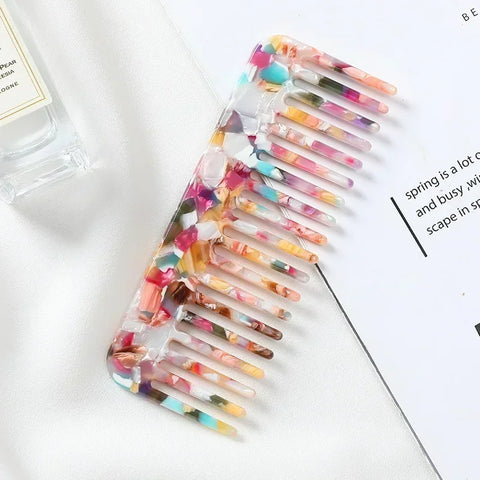 Colorful Wide Teeth Acetate Hair Combs - Anti-static Massage Hair Brush for Salon & Travel