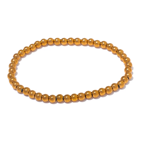 Yhpup Handmade Waterproof Stainless Steel Beads Bracelet for Men - Gold Color Jewelry