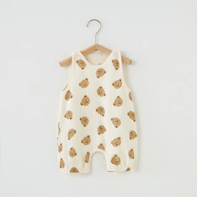 Zomer Baby Meisjes Romper Cartoon Beer Jumpsuit 