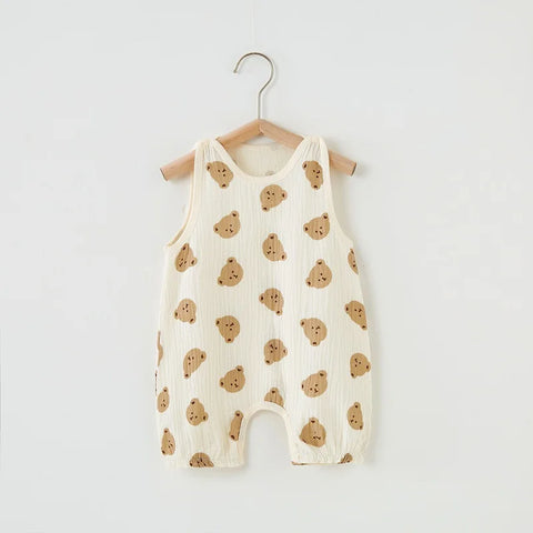Zomer Baby Meisjes Romper Cartoon Beer Jumpsuit 