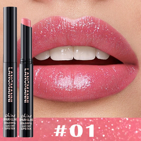 10 Color Glitter Pearlescent Lipstick - Waterproof Long Lasting Lip Gloss