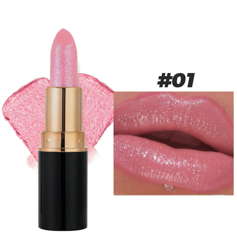 6 Colors Glitter Lipstick - Waterproof, Long-Lasting Diamond Pearlescent Metallic Lip Gloss for Women