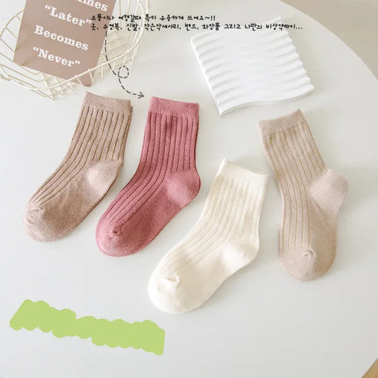 4 Pairs of Cute Kids Socks for Autumn & Winter