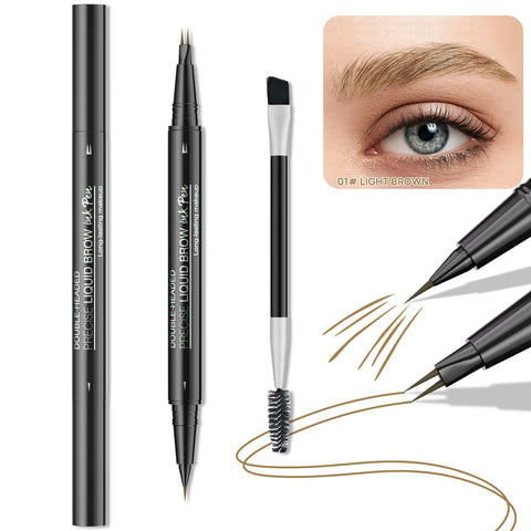 Dual-Ended Forked Tip Eyebrow Pencil with Brush