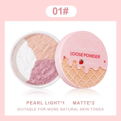 3-Color Matte Face Loose Powder - Waterproof Oil Control Makeup Powder