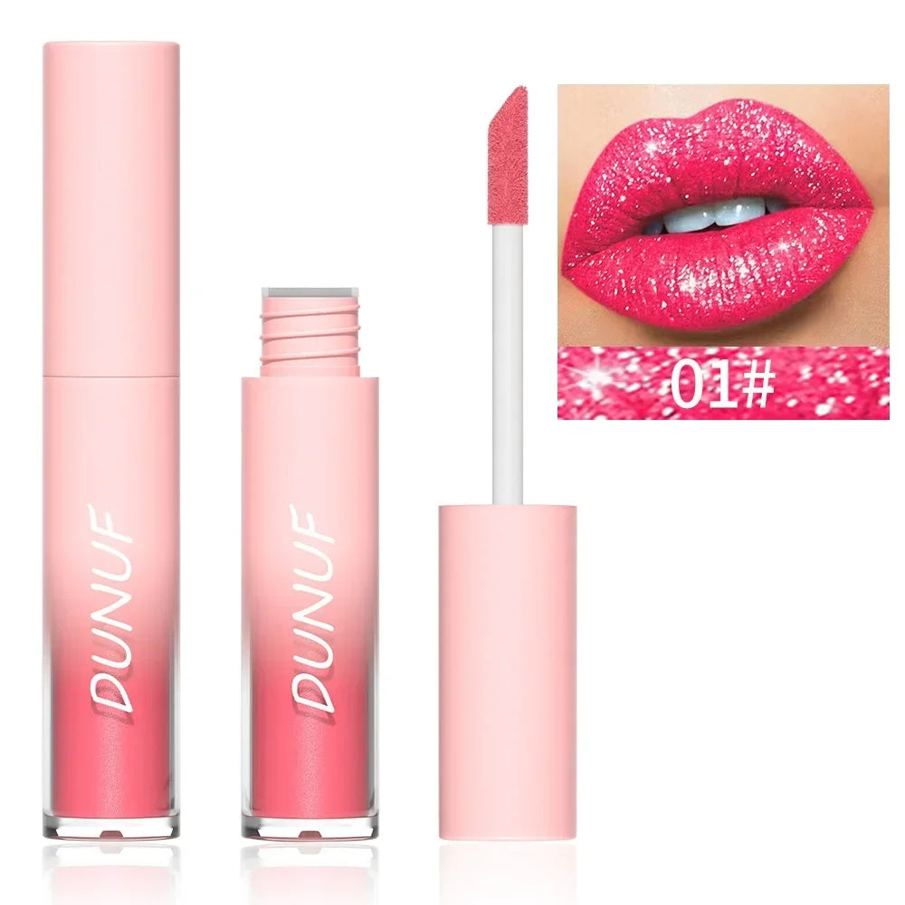 18 Color Diamond Glitter Lip Gloss - Waterproof Long Lasting Matte Liquid Lipstick for Women