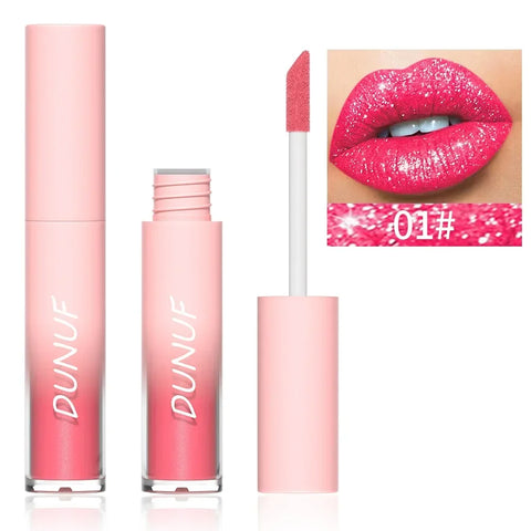 18 Color Diamond Glitter Lip Gloss - Waterproof Long Lasting Matte Liquid Lipstick for Women