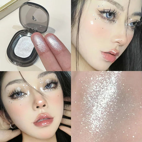 Glitter Punk Smoky Black Eyeshadow Palette - Metallic Dark Silver & Pearl Brown Shades
