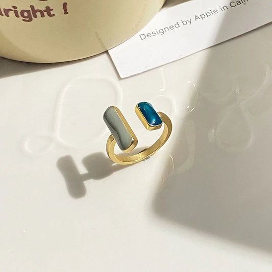 Retro Gold Color Double Oil Drip Open Rings for Women - Luxury Irregular Adjustable Finger Ring 2025