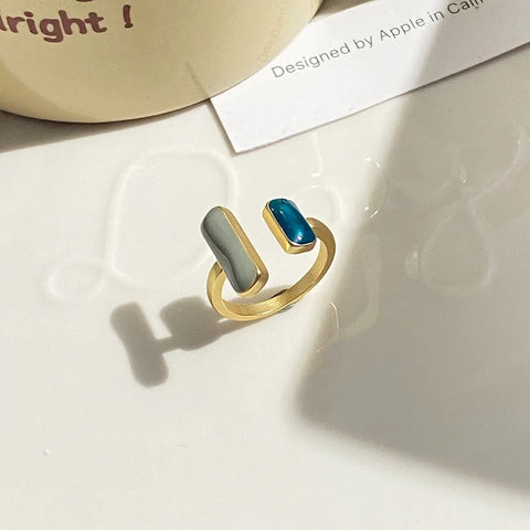 Retro Gold Color Double Oil Drip Open Rings for Women - Luxury Irregular Adjustable Finger Ring 2025