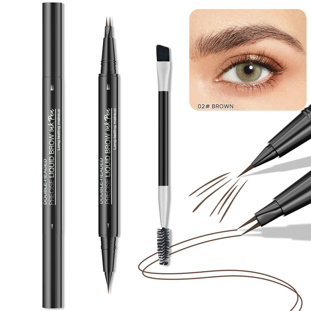 Dual-Ended Forked Tip Eyebrow Pencil with Brush