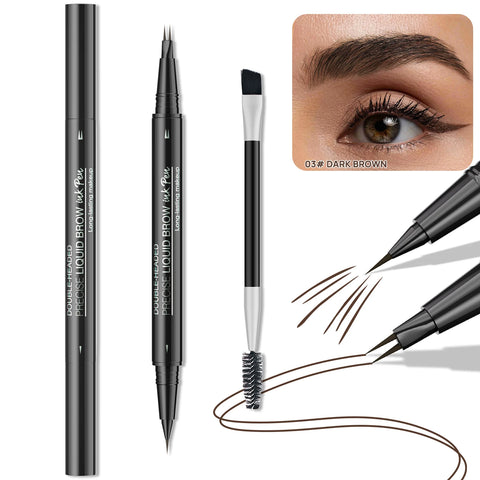 Dual-Ended Forked Tip Eyebrow Pencil with Brush