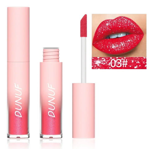 18 Color Diamond Glitter Lip Gloss - Waterproof Long Lasting Matte Liquid Lipstick for Women