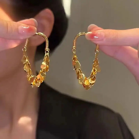 Elegant Silver Multi-Layer Geometric Tassel Chain Earrings for Women