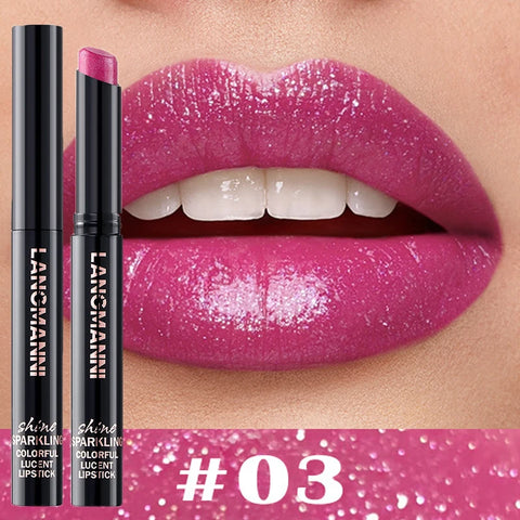 10 Color Glitter Pearlescent Lipstick - Waterproof Long Lasting Lip Gloss