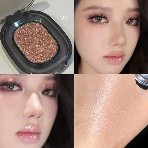 Glitter Punk Smoky Black Eyeshadow Palette - Metallic Dark Silver & Pearl Brown Shades
