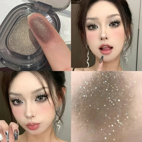 Glitter Punk Smoky Black Eyeshadow Palette - Metallic Dark Silver & Pearl Brown Shades