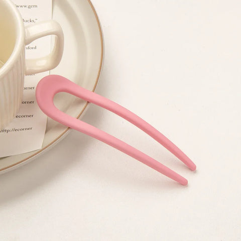 Fashion Candy Color Hair Sticks for Women - Elegant U Shape Hair Clips & Pins