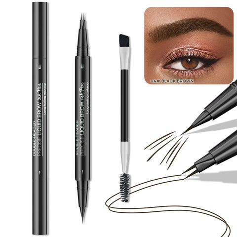 Dual-Ended Forked Tip Eyebrow Pencil with Brush