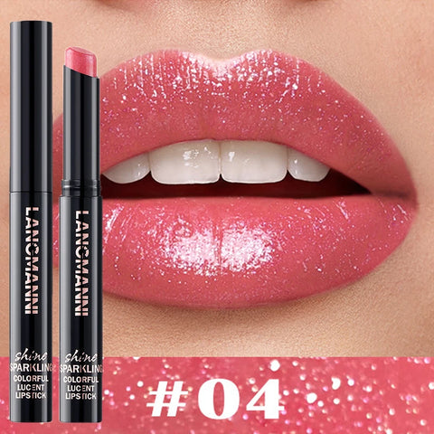 10 Color Glitter Pearlescent Lipstick - Waterproof Long Lasting Lip Gloss