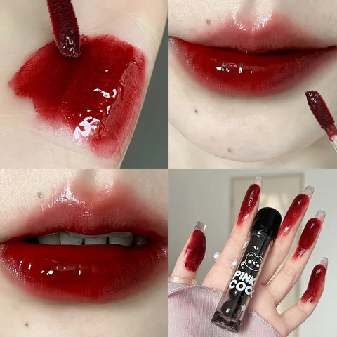 Punk Juice Red Lipgloss - Waterproof Black Mirror Glass Lip Glaze