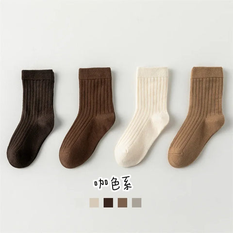 Cute Morandi Color Kids Socks for Autumn & Winter