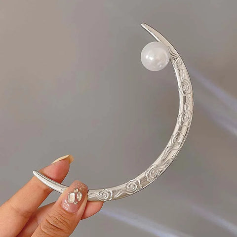 2025 Vintage Rose Flower Crystal Branch Hairpin - Elegant Metal Texture Headwear Jewelry for Women