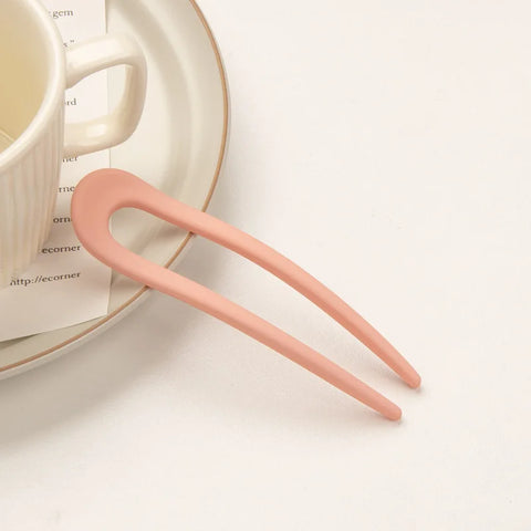 Fashion Candy Color Hair Sticks for Women - Elegant U Shape Hair Clips & Pins
