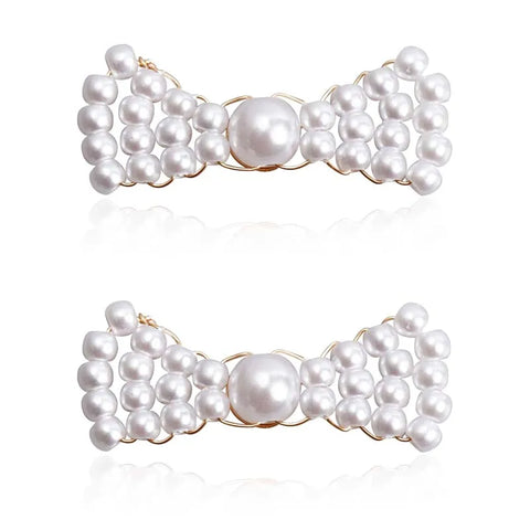 Vintage White Imitation Pearl Bowknot Stud Earrings for Women - Handmade Woven Beaded Statement Jewelry 2024