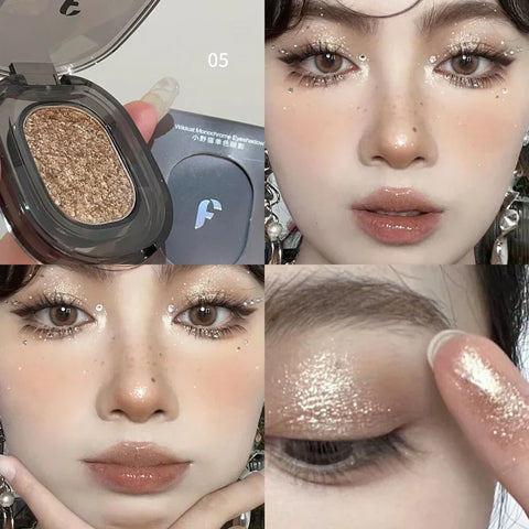 Glitter Punk Smoky Black Eyeshadow Palette - Metallic Dark Silver & Pearl Brown Shades