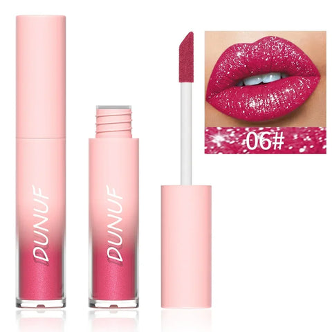 18 Color Diamond Glitter Lip Gloss - Waterproof Long Lasting Matte Liquid Lipstick for Women