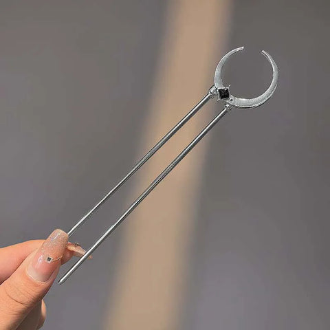 2025 Vintage Rose Flower Crystal Branch Hairpin - Elegant Metal Texture Headwear Jewelry for Women