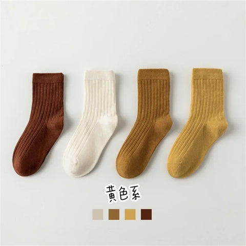 4 Pairs of Cute Kids Socks for Autumn & Winter