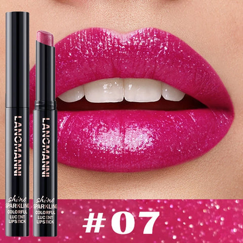 10 Color Glitter Pearlescent Lipstick - Waterproof Long Lasting Lip Gloss